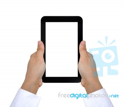 Tablet Pc On Woman Hand Stock Photo