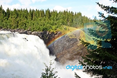 Tannforsen Waterfall, Sweden Stock Photo