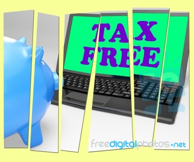 Tax Free Piggy Bank Shows Goods In No Tax Zone Stock Image