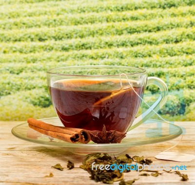 Tea With Cinnamon Shows Restaurant Teas And Spiced Stock Photo
