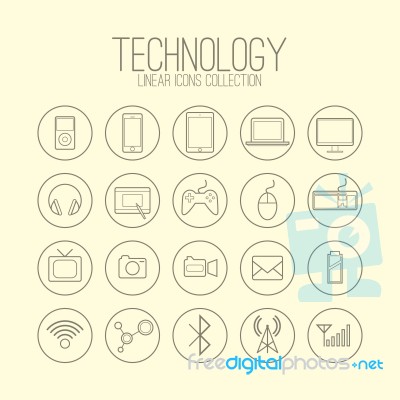 Technology Linear Icons Stock Image