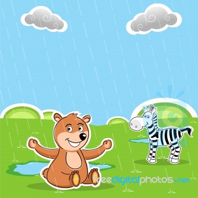 Teddy And Zebra Stock Image