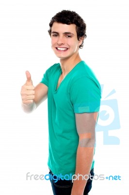 Teenage Boy Showing Thumbs Up Stock Photo