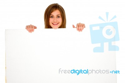 Teenage Girl holding Blank Board Stock Photo