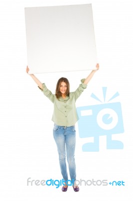 Teenage Girl Holding Blank Board Stock Photo