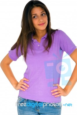 Teenage Girl With Hands On Hips Stock Photo