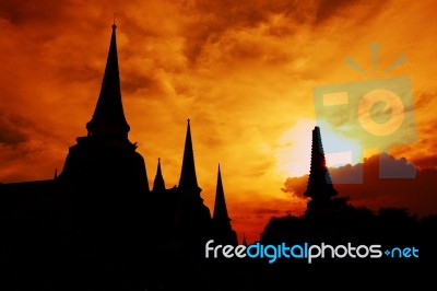 Temple In Sunset Stock Photo