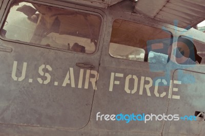 Text On An Old War Airplane Stock Photo