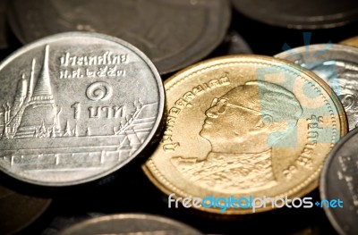 Thai Baht Coin Stock Photo