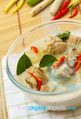 Thai Chicken Galangal Soup Stock Photo