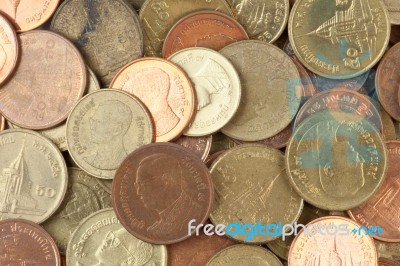 Thai Coins Backgound Stock Photo