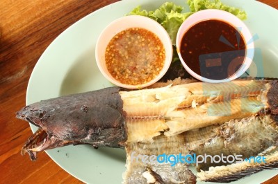 Thai Food Baked Fish Stock Photo