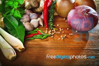Thai Kitchen Food Spice Herb For Cooking Original Eastern Food S… Stock Photo