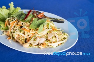 Thai Spicy Salad With Prawn Stock Photo