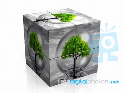The Box And The Tree Stock Image