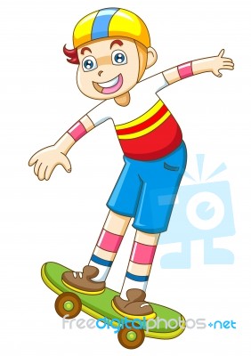 The Boy In Skateboarding Stock Image