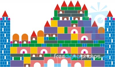 The Castle Of Colored Cubes Stock Image