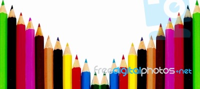 The Color Of Pencils Isolated On White Background Stock Photo