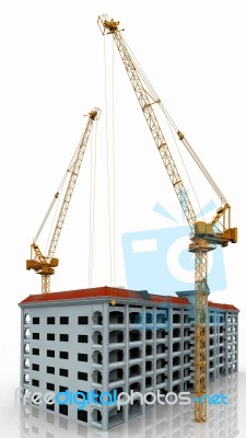 The Cranes And The Building Stock Image