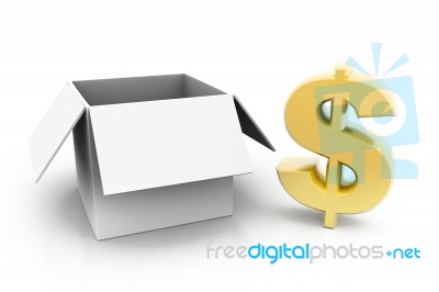 The Dollar And Open Box Stock Image