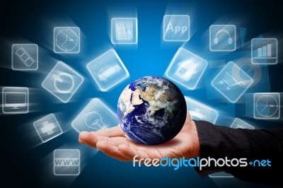 The Icon World On Hand Stock Photo