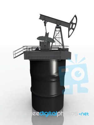 The Oil Wells And Oil Drum Stock Image