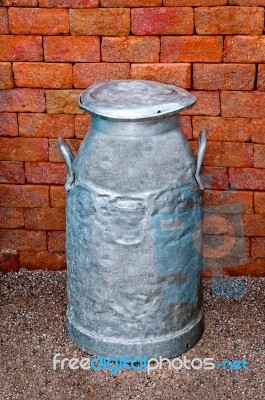 The Old Milk Can On Cow Farm Stock Photo