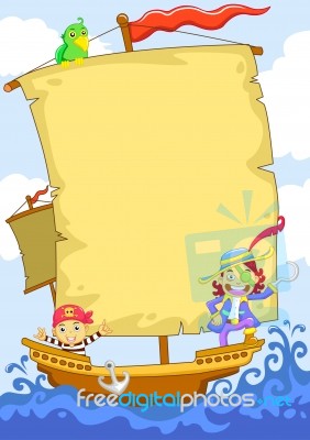 The Pirate In Boat Stock Image