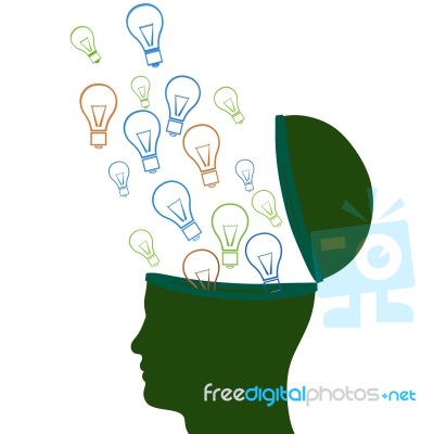 Think Idea Indicates Innovations Consideration And Creative Stock Image