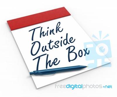 Think Outside The Box Notebook Means Creativity Or Brainstorming… Stock Image