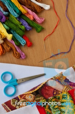 Threads And Scissor Stock Photo
