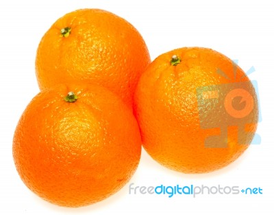Three Oranges On White Background Stock Photo