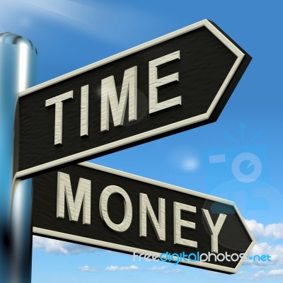 Time Or Money Signpost Stock Image