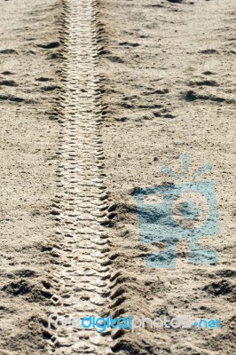 Tire Tracks On Dirt Stock Photo