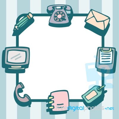 Tools And Objects For Office Communication Frame Background Stock Image