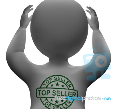 Top Seller Stamp On Man Showing Best Services Or Product Stock Image