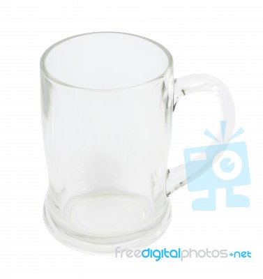 Top Side Of Empty Glass With Handle On White Background Stock Photo
