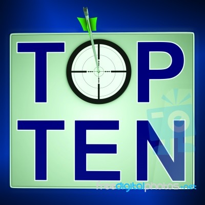 Top Ten Means Best Rated In Charts Stock Image