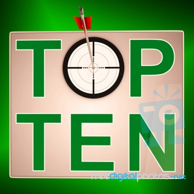 Top Ten Target Means Successful Achievement Stock Image