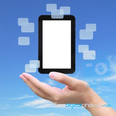 Touch Pad PC On Woman Hand Stock Photo