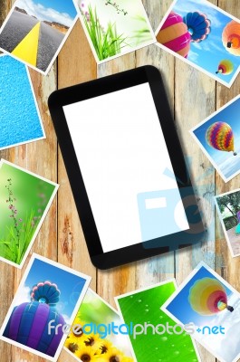 Touch Pad PC With Streaming Images Stock Photo