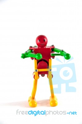 Toy Robot Exercising Stock Photo