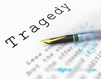 Tragedy Word Shows Catastrophe Misfortune Or Devastation Stock Image