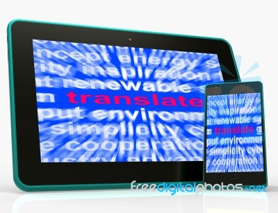Translate Tablet Means Converting To Another Language Stock Image