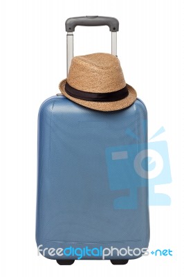 Travel Suitcase With Hat Stock Photo