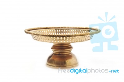 Tray With Pedestal With White Background Isolated Stock Photo