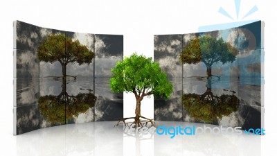 Tree And Panels Stock Image