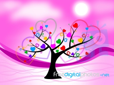 Tree Heart Means Valentine's Day And Hearts Stock Image