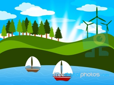Trees Countryside Shows Sailor Natural And Outdoor Stock Image