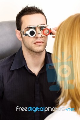Trial Frame For Eye Testing Stock Photo